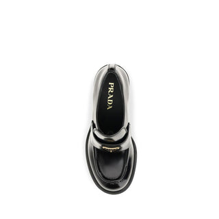 Prada Black Calf Leather Bos Taurus Platform Loafers