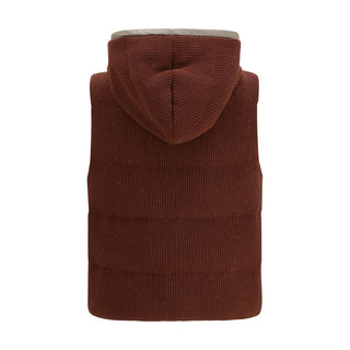 Brunello Cucinelli Brown Cotton Sleeveless Jacket