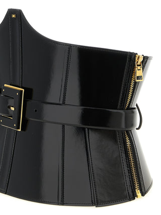 Elisabetta Franchi Black Leather High-Waist Belt