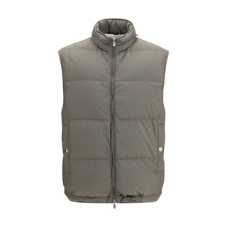 Brunello Cucinelli Gray Polyester Sleeveless Jacket
