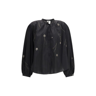 Forte_Forte Black Cotton Pattern Shirt