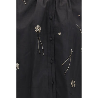 Forte_Forte Black Cotton Pattern Shirt