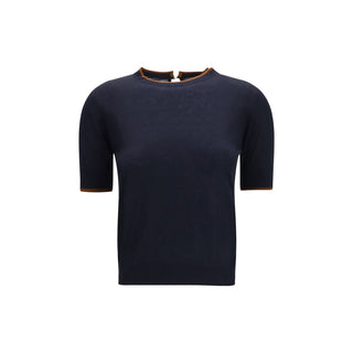 Max Mara Blue Silk T-Shirt