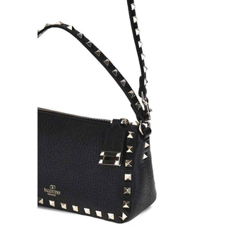 Valentino Garavani Black Calf Leather Bos Taurus Shoulder Bag