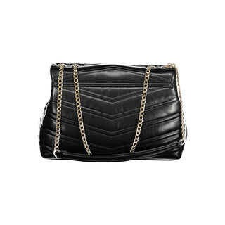 Mario Valentino Nero Polyurethane Women's Bag with Chain Shoulder Strap