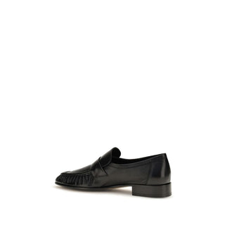 The Row Black Calf Leather Bos Taurus Slip-On Loafers