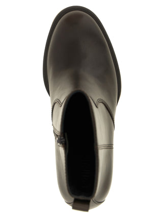 PINKO Brown Cowhide Ankle Boots
