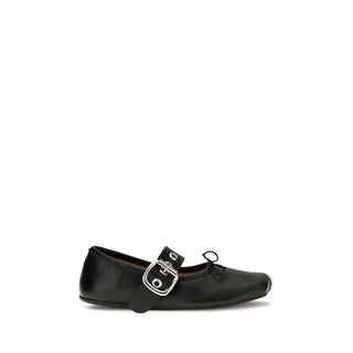 Vivienne Westwood Black Calf Leather Bos Taurus Ballet Flats