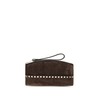 Valentino Garavani Brown Suede Leather Handbag