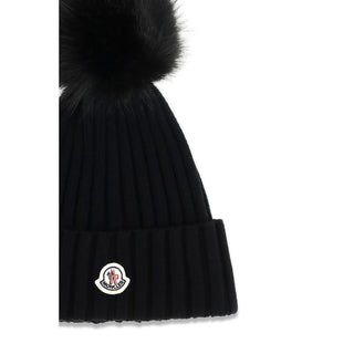 Moncler Black Wool Oves Aries Beanie