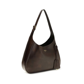 Prada Brown Calf Leather Bos Taurus Shoulder Bag