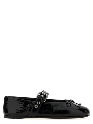 Miu Miu Black Calfskin Ballet Flats