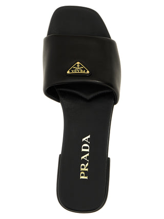 Prada Black Lamb Leather Slides