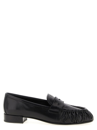 Prada Black Buffalo Leather Slip-On Loafers