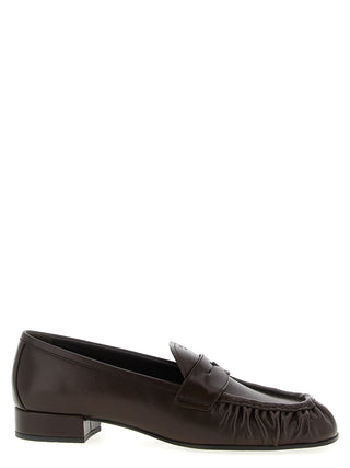Prada Brown Buffalo Leather Slip-On Loafers