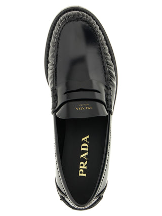 Prada Black Calfskin Slip-On Loafers