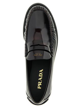 Prada Bordeaux Calfskin Slip-On Loafers