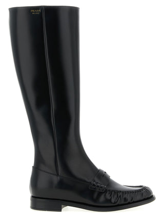 Prada Black Calfskin Over The Knee