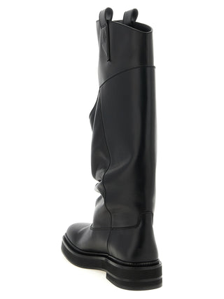 The Attico Black Calfskin Over The Knee