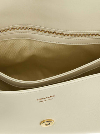 Ferragamo White Calfskin Shoulder Bag