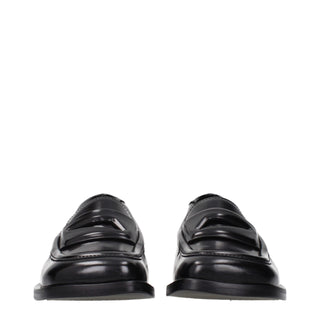 The Attico Black Leather Slip-On Loafers