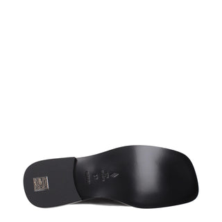 The Attico Black Leather Slip-On Loafers