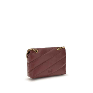 PINKO Bordeaux Calf Leather Bos Taurus Shoulder Bag