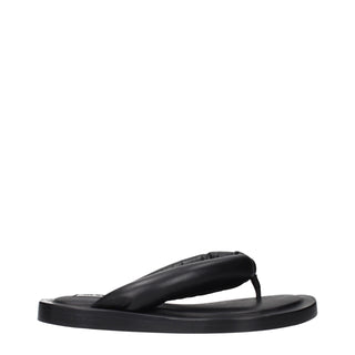 Jil Sander Black Leather Flip-Flop Sandals