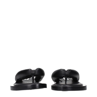 Jil Sander Black Leather Flip-Flop Sandals
