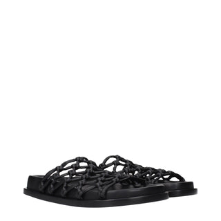 Jil Sander Black Leather Slippers