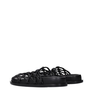 Jil Sander Black Leather Slippers