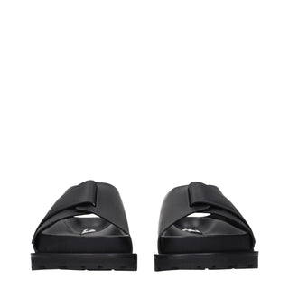 Jil Sander Black Leather Slippers
