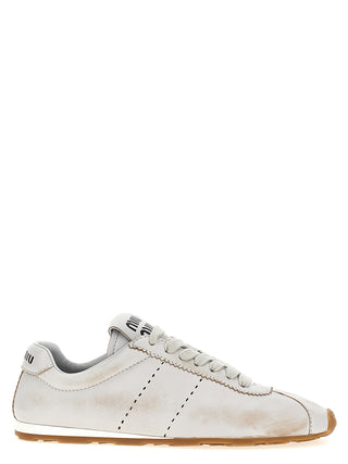 Miu Miu White Calfskin Low Top Sneakers