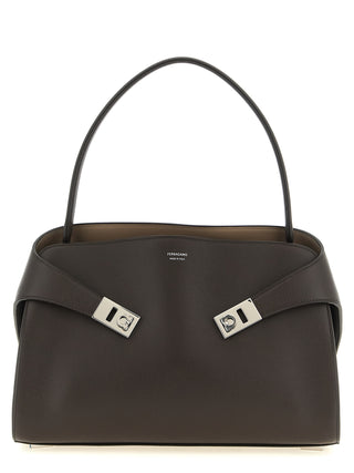 Ferragamo Brown Calfskin Shoulder Bag