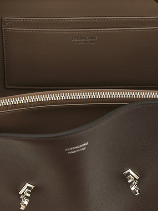 Ferragamo Brown Calfskin Shoulder Bag