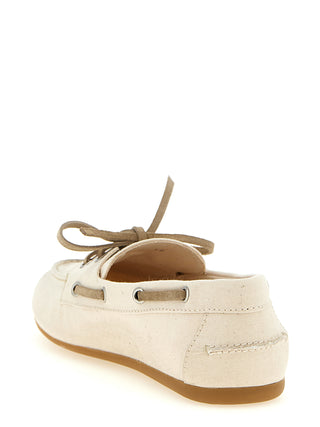 Miu Miu Beige Cotton Slip-On Loafers