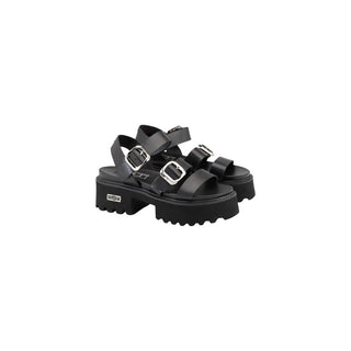 Cult Black Leather Platform Sandals