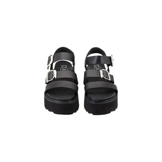 Cult Black Leather Platform Sandals