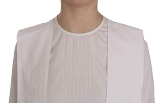 Dsquared² White Crew Neck Long Sleeve Cotton Blouse