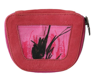 PINKO Pink Suede Printed Coin Holder Women Fabric Zippered Purse - Ginchy