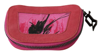 PINKO Pink Suede Printed Coin Holder Women Fabric Zippered Purse - Ginchy