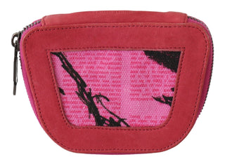 PINKO Pink Suede Printed Coin Holder Women Fabric Zippered Purse - Ginchy