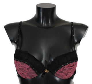 Roberto Cavalli Black Pink Lace Push Up Bra Underwear - Ginchy