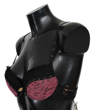 Roberto Cavalli Black Pink Lace Push Up Bra Underwear - Ginchy