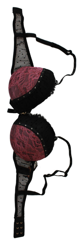 Roberto Cavalli Black Pink Lace Push Up Bra Underwear - Ginchy
