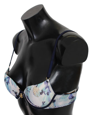 Roberto Cavalli Blue Printed Nylon Reggiseno Bra Underwear - Ginchy