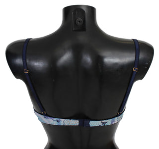 Roberto Cavalli Blue Printed Nylon Reggiseno Bra Underwear - Ginchy