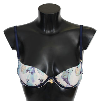 Roberto Cavalli Blue Printed Nylon Reggiseno Bra Underwear - Ginchy