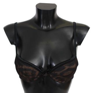 Roberto Cavalli Black Leopard Nylon Push Up Bra Underwear - Ginchy