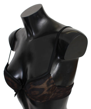 Roberto Cavalli Black Leopard Nylon Push Up Bra Underwear - Ginchy